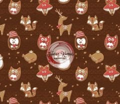 Yılbaşı Geyik Kurabiyeleri Desenli Kumaş