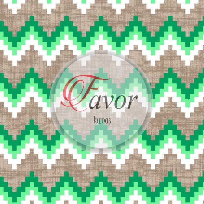 Keten Zemin Renkli Zikzak Desenli Kumaş Döşemelik Petek Kumaş - yeşil