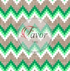 Keten Zemin Renkli Zikzak Desenli Kumaş Döşemelik Petek Kumaş - yeşil