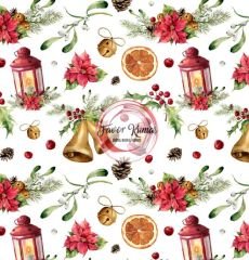 Yılbaşı Fener Ve Çan Desenli Kumaş