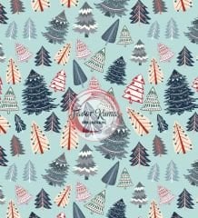 Yılbaşı Çam Ağacı  Desenli Kumaş