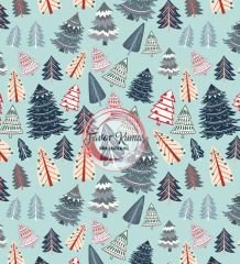 Yılbaşı Çam Ağacı  Desenli Kumaş