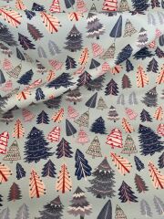 Yılbaşı Çam Ağacı  Desenli Kumaş