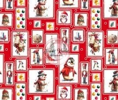 Yılbaşı Çerçeveleri Desenli Kumaş