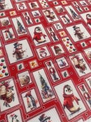 Yılbaşı Çerçeveleri Desenli Kumaş