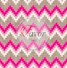 Keten Zemin Renkli Zikzak Desenli Kumaş Döşemelik Petek Kumaş - pembe