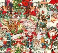 Yılbaşı Vintage Noel Desenli Kumaş