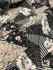 Çiçekli Patchwork Desenli Kumaş