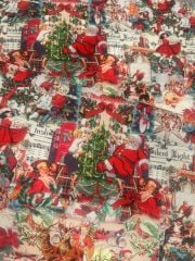 Yılbaşı Vintage Noel Desenli Kumaş