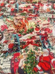 Yılbaşı Vintage Noel Desenli Kumaş