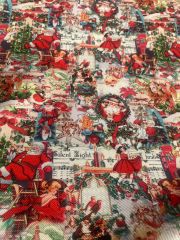 Yılbaşı Vintage Noel Desenli Kumaş
