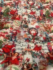 Yılbaşı Vintage Noel Desenli Kumaş