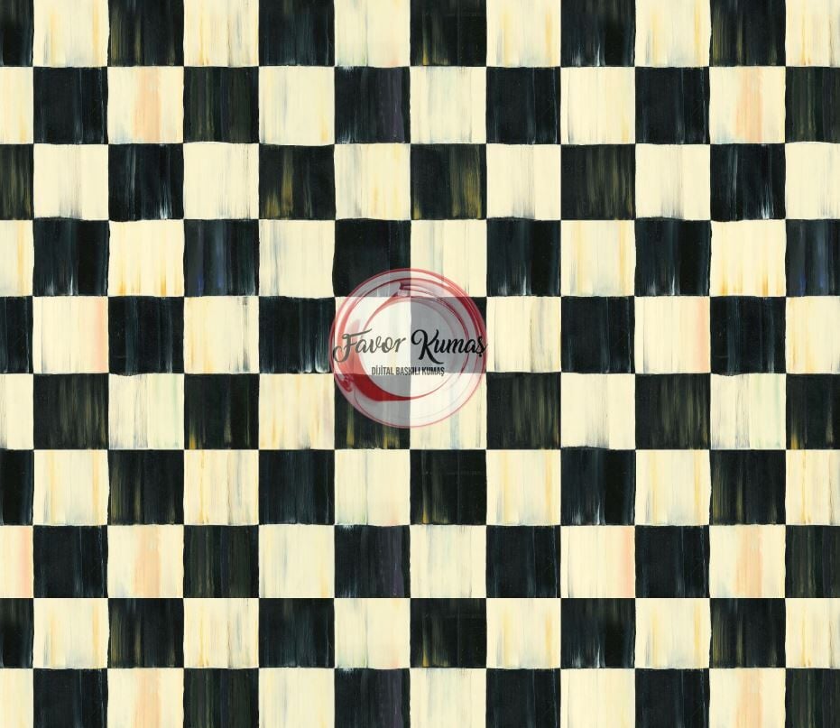 Boyalı Dama Desenli Kumaş