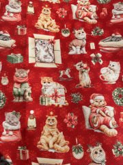 Yılbaşı Sevimli Kediler Desenli Kumaş