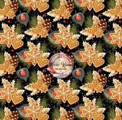 Yılbaşı Kurabiyeleri ve Altın Çilek Desenli Kumaş