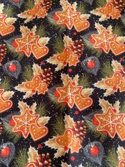 Yılbaşı Kurabiyeleri ve Altın Çilek Desenli Kumaş