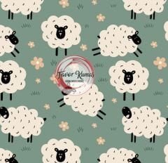 Pofuduk Kuzular Desenli Kumaş