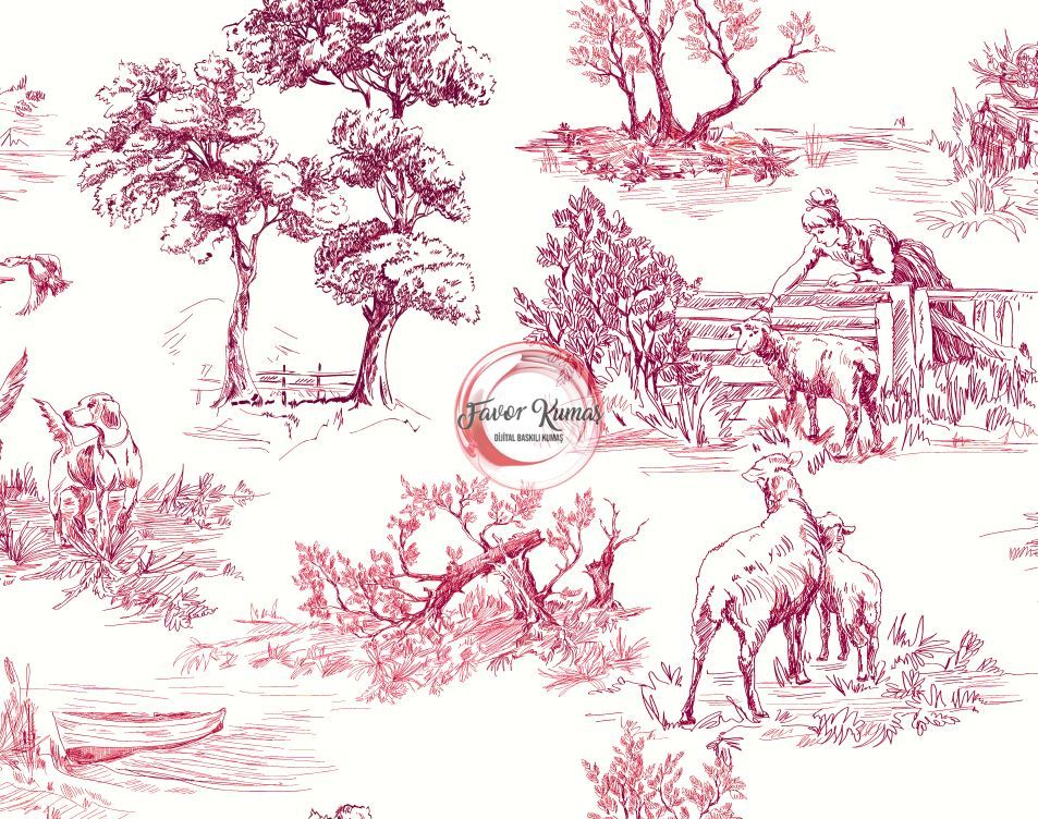 Siyah Beyaz Blanc Desenli Kumaş bordo