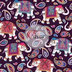 Mor Etnik Fil Desenli Kumaş Döşemelik Petek Kumaş - mor