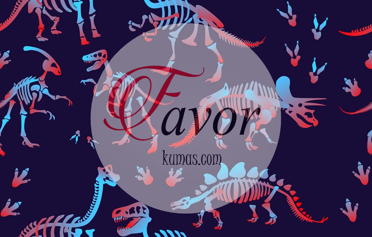 Dinozor İskeleti Desenli Kumaş