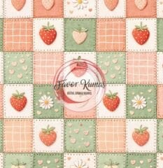Patchwork Çilek Desenli Kumaş