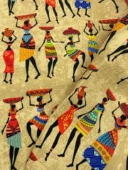 Afrikalı Kadın Desenli Kumaş