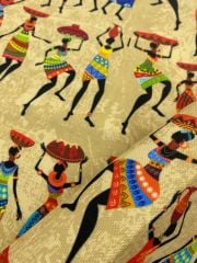Afrikalı Kadın Desenli Kumaş