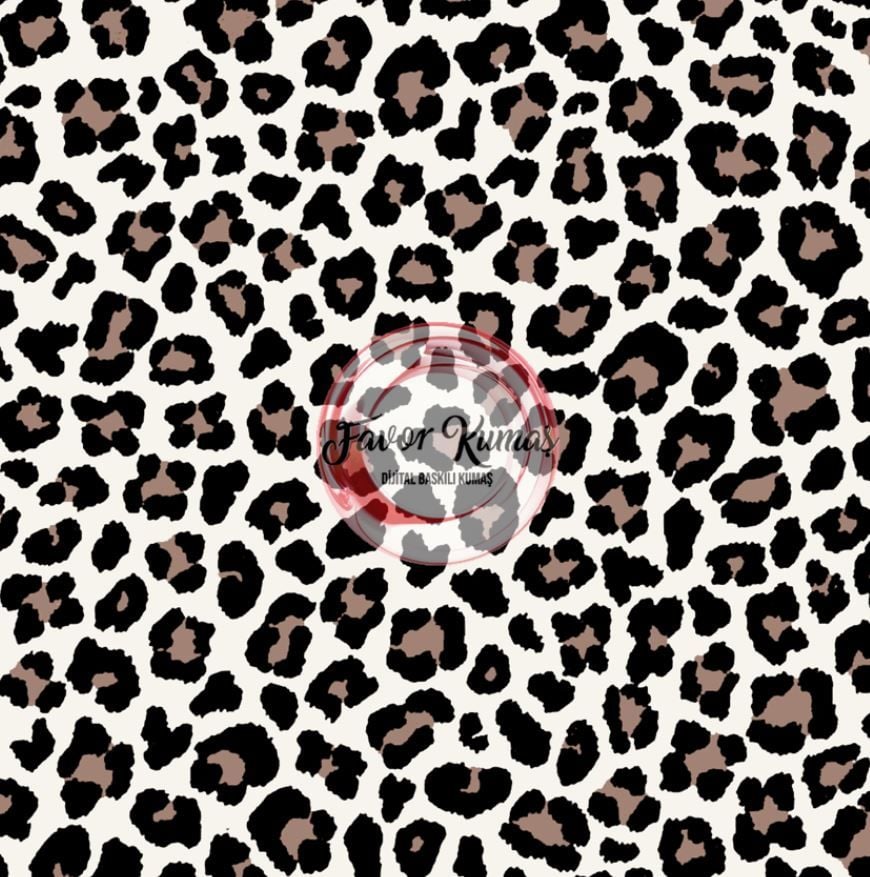 Bej Zeminli Leopar Desenli Kumaş