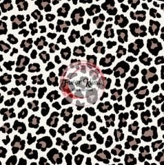 Bej Zeminli Leopar Desenli Kumaş