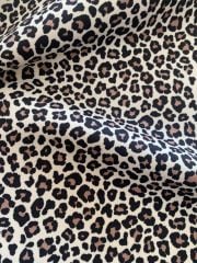 Bej Zeminli Leopar Desenli Kumaş
