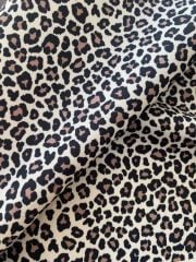 Bej Zeminli Leopar Desenli Kumaş