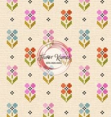 Keten Zeminli Nakış Desenli Kumaş