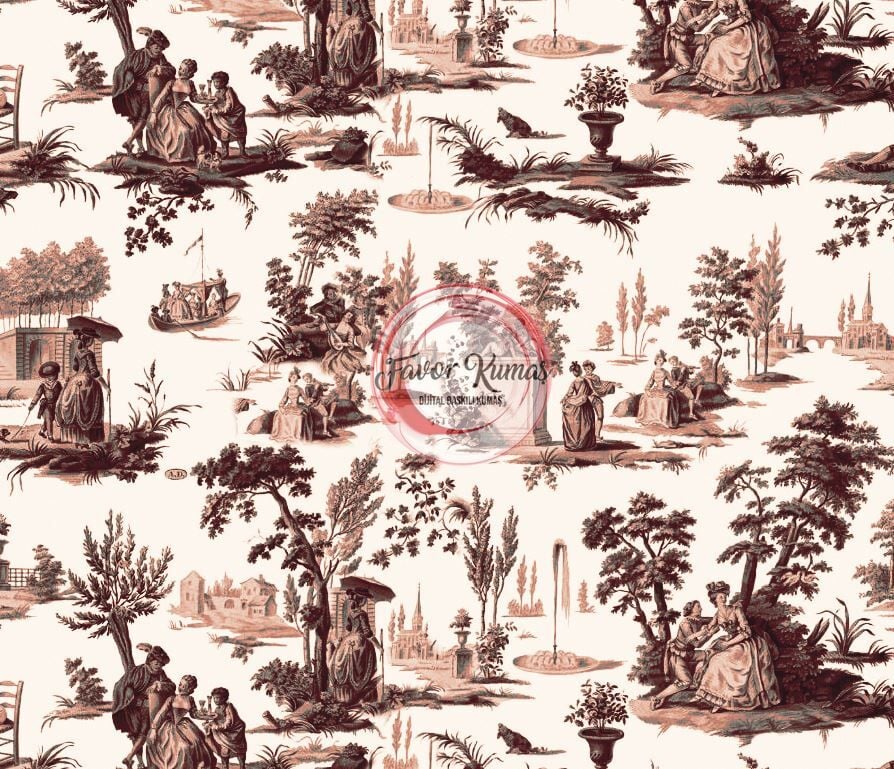 Toile De Jouy Desenli Kumaş 5