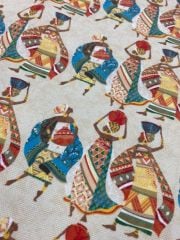 Afrikalı Kadın Desenli Döşemelik Kumaş