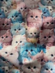 Kedi 3D Hayvanlar Desenli Kumaş