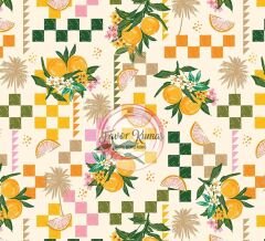 Damalı Portakal Çiçeği Desenli Kumaş