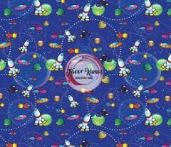 Uzay Roketi Desenli Kumaş 2