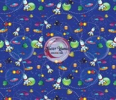 Uzay Roketi Desenli Kumaş 2