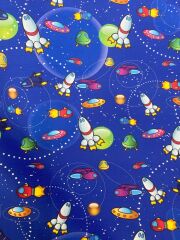 Uzay Roketi Desenli Kumaş 2