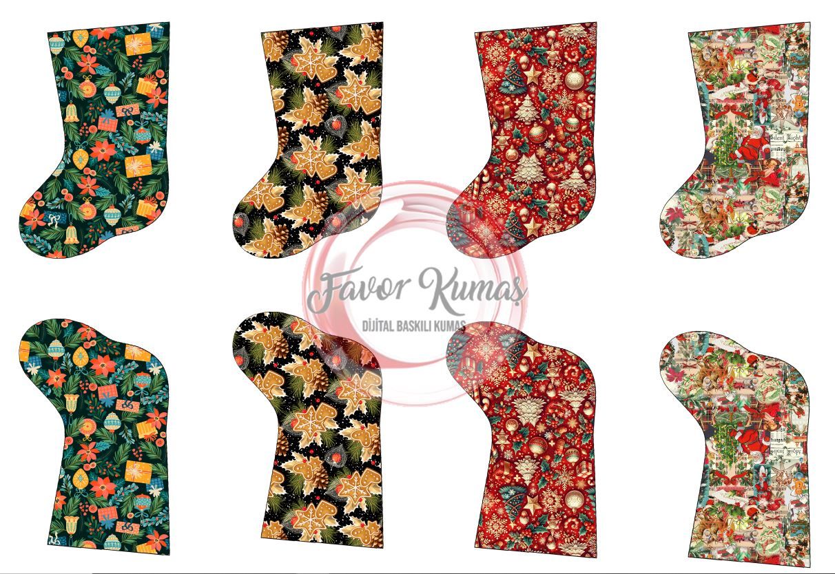 Yılbaşı Çorap Pano Desenli Kumaş