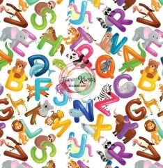 Harf Ve Hayvanlar  Desenli Kumaş