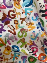 Harf Ve Hayvanlar  Desenli Kumaş