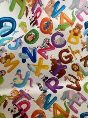 Harf Ve Hayvanlar  Desenli Kumaş