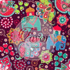 Etnik Fil Desenli Kumaş