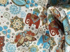 Etnik Fil Desenli Kumaş