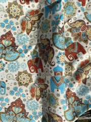 Etnik Fil Desenli Kumaş