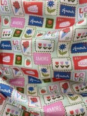 Aşk Pul Desenli Kumaş