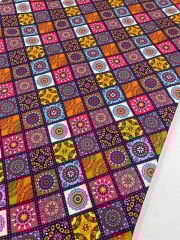 Kareli Mandala Desenli Kumaş