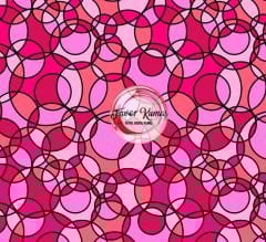 Pembe Daireli Geometrik Desenli Kumaş