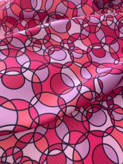 Pembe Daireli Geometrik Desenli Kumaş